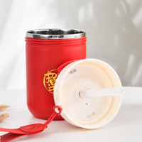 Mug isotherme en acier inoxydable 304 à double paroi, style chinois, coffret cadeau pour étudiants et amateurs de thé au lait, avec cordon de suspension