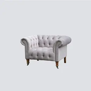 NS MÖBEL Wohnzimmer Polstermöbel ein Satz Sofa Stuhl Stoff getuftet Innen couch leicht bewegen Holzbeine mit Rollen