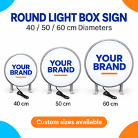 Vente directe d'usine, panneau publicitaire LED rond mince à fixation murale, boîte à lumière rotative, boîte à lumière double face
