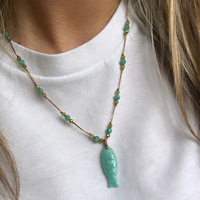 Collier tendance multi-pendentifs en cuivre avec perles en forme de cœur, corde en os de poisson marin, plaqué or 18 carats, cadeau idéal pour l'été