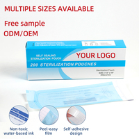 CLEAN DENTAL Sachets de Stérilisation Auto-scellants pour Instruments Chirurgicaux Dentaires, Stérilisation à la Vapeur et à l'OE, Consommables Médicaux Classe I CE 57x100mm