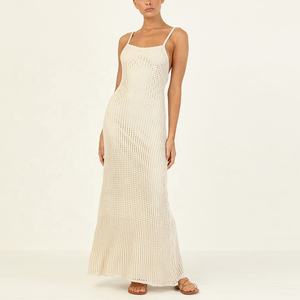 Robe longue à bretelles réglables en tricot élastique, confortable, dos nu - Product Image 2