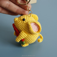 Porte-clés pendentif en crochet tricoté à la main, mignon, jaune, style Kawaii, objet décoratif