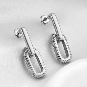 Geometric <b>Stud</b> Earrings 10Mm Stainless Steel Fashion Jewelry For Women <b>Silver</b> Gold Color - Product Image 3