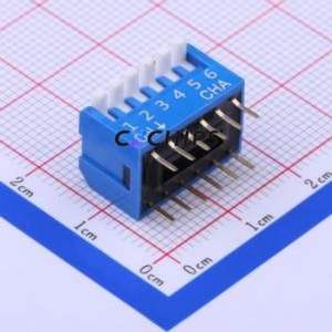 DPL-06 DIP Switch Through hole Component (THT) Switch Piano Key Single Pole Single Throw 6 PC Pin - Product Image 1