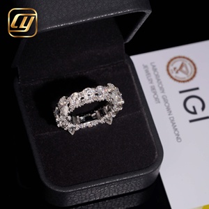 Low MOQ Luxury Heavy Craft <b>Eternity</b> <b>Ring</b> 925 Sterling <b>Silver</b> Lab Grown Diamond Mixed Round Pear Cut Full Band Bling Jewelry - Product Image 1