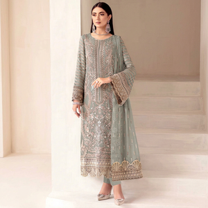 Ensemble Salwar en Rayonne Vert Clair Brodé pour Femme avec Dupatta – Tenue Traditionnelle Indienne et Pakistanaise pour Fêtes, Longueur Ras du Sol, Coupe Classique - Product Image 1