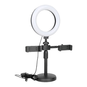 Anneau lumineux LED USB de 16 cm (6 pouces) avec télécommande, support à pince et trépied à deux pieds pour la maison, le bureau, la photographie et les selfies - Product Image 1
