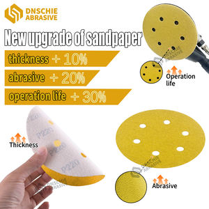 أقراص صنفرة ذهبية متوسطة الحجم 5 بوصات بـ 8 ثقوب للتعليق في السوبر ماركت، ورق صنفرة للاستخدام في السيارات والخشب، 10 قطع/صندوق - Product Image 3