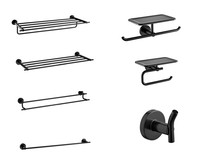 Accessoires de salle de bain contemporains en laiton noir mat Suite d'articles sanitaires avec porte-serviettes et porte-serviettes élégants