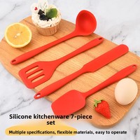 Set Spatula Dapur Kecil Silikon XN Brand Model KT-002 7 Buah, Tahan Suhu Tinggi, Sendok dan Spatula Masak