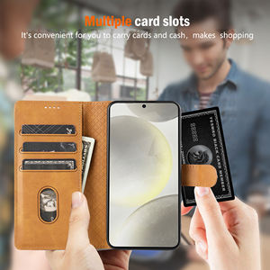 Funda de Cuero para Teléfono, Estilo Ejecutivo, para Samsung Galaxy S25 S24 S23 Ultra S22 S21 FE S20 S10 Plus Note20, Tipo Libro con Ranuras para Tarjetas - Product Image 4