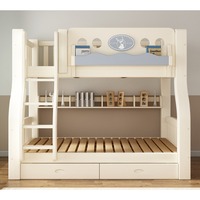 Lit superposé double en pin massif de style américain moderne avec rangement, pour parents et enfants, écologique, vente en gros
