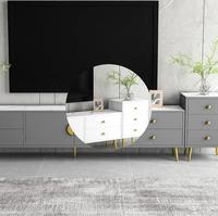 Ensemble meuble TV et table basse en bois massif, style européen moderne, luxueux et orné de lumières, pour salon