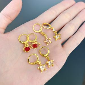 JXX Fashion Classic Style Brass & Gold Plated Star Zircon <b>Earrings</b> Women's Jewelry 24k Drop Earing - Product Image 1