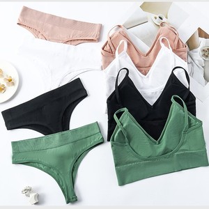 2PCS Sexy <b>Bra</b> Set Top Woman Wire Free Bralette Seamless Panties Thong Girls Underwear <b>Bras</b> and Panty Set - Product Image 4