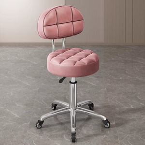 Sillas de <span class=keywords><strong>Barber</strong></span>ía de Alta Gama Directo de Fábrica, Taburetes Modernos de Acero Inoxidable y Cuero Sintético con Altura Ajustable para Salones de Belleza - Product Image 5