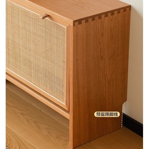 Meuble à chaussures en bois massif, style nordique, en bois de cerisier, avec banc de rangement et tiroir pour l'entrée de la maison - Product Image 4