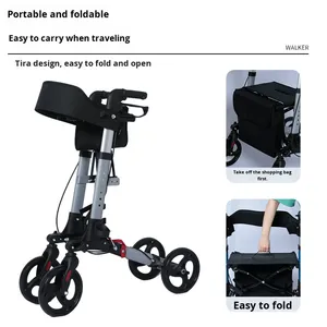 Chariot de courses pliable léger avec siège et grand panier pour personnes âgées, handicapées, pour les courses et les sorties - Product Image 4