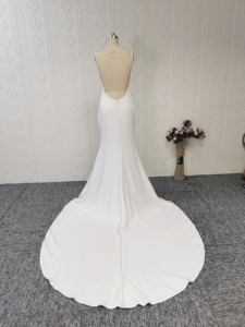 QUEENS GOWN Sexy Bas Dos Sirène Bretelles Spaghetti Col V Profond Conception Simple Robe De Mariée Photo Réelle - Product Image 4