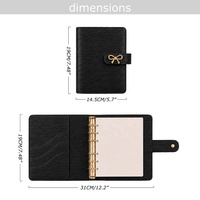 Yihe Wholesale A6 Saffinano Epi Leather Bow Budget Binder As 6-Ring Cash Stuffing Envelope Organizer Planner for Women