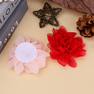 Corsage en fleur 3D en mousseline de soie 8 cm, fleur en tissu faite à la main pour cheveux, chaussures, sacs, vêtements, accessoires - Product Image 4