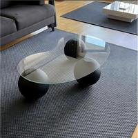 Table basse en verre trempé de forme spéciale, style Art Moderne, avec pieds sphériques, texture de luxe léger, haute capacité de charge, pour salon