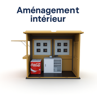 Kiosque modulaire solaire FLOWVISUAL SK07B avec recharge mobile POS et réfrigérateur pour le marché africain