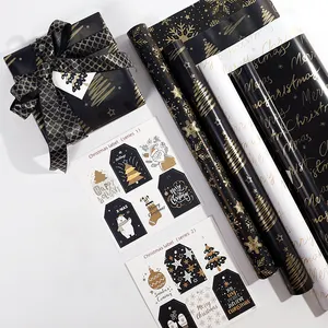 2024 New Christmas Hot Stamping Gift Wrapping Paper 43*300 Cm Foil Roll Wrap Paper