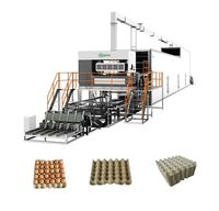 Automatische machine voor eierdozen van afvalpapier |   Grote productielijn voor pulpmodellering met meerlaagse droger