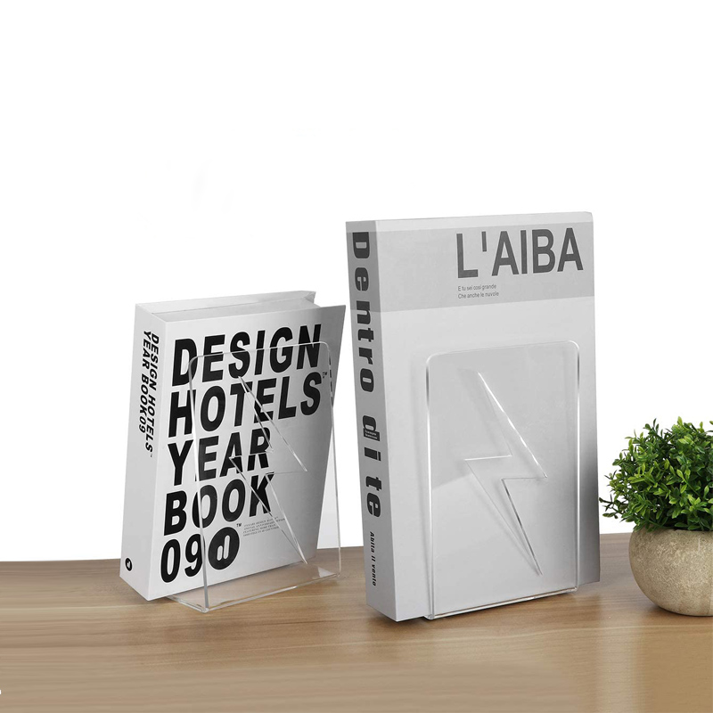 Прозрачный акриловый L-образный Подставка для книг, настольный органайзер, книжная полка, украшение для тяжелых книг, подарок