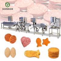Machine de formage automatique pour gâteaux, burgers, nuggets de poulet et produits enrobés, avec fonction de découpe et de pressage, pour la production de petites et mini-formes, et la création de moules à panure.