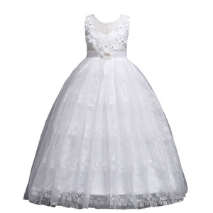 Vestido de tul rosa para niñas, vestido de princesa con cuello redondo y flores, disfraz de actuación para niños, de una pieza - Product Image 5