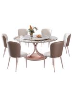 Ensemble de table à manger ronde de luxe en métal 2026 avec plateau en pierre frittée pour usage domestique, bar et atelier