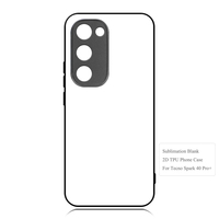 Coque de téléphone 2D en TPU par sublimation pour la série Tecno Spark, personnalisable, vierge, antichoc, pour Tecno Spark 40 Pro Plus