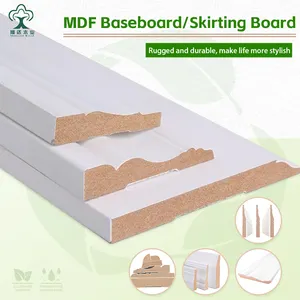 आधुनिक पानी के सबूत लकड़ी सफेद Primed दीवार Mdf झालर बोर्डों Baseboard मोल्डिंग