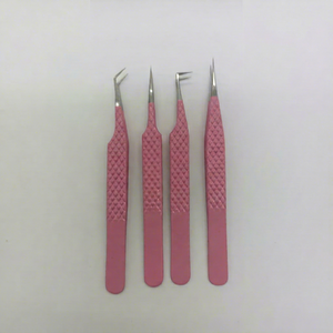 Pinzas de Acero Inoxidable Rosadas para Pestañas, Juego de Puntas Precisas para Extensiones de Pestañas y Depilación de Cejas - Product Image 1