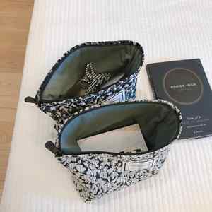Bolsa de Maquillaje de Viaje Personalizada, Bolsa de Cosméticos de Lona de Algodón, Bolsa de Aseo Floral - Product Image 3