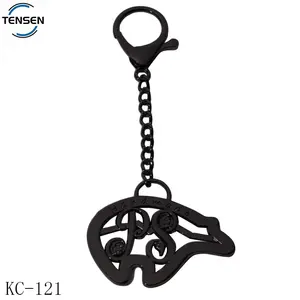 Custom gun color leather bracelet key chains tags designer bags metal logo hang label with hook