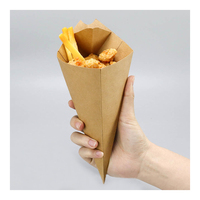 Emballage personnalisé écologique pour frites en cône, boîte à frites jetable, conteneur en papier pour frites avec compartiment pour la sauce