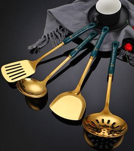 Ensemble d'ustensiles de cuisine en céramique de luxe léger avec poignées dorées, 6 pièces en acier inoxydable, coffret cadeau avec support de rangement - Product Image 3