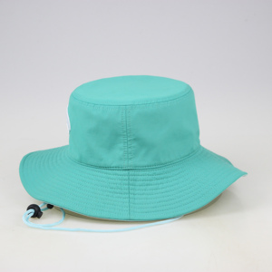 Marque privée brodée personnalisée Chapeau seau à large bord Protection solaire unie Casquette de pêcheur avec ficelle - Product Image 3