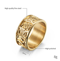 Bague en acier inoxydable pour homme, style nordique, motif nœud celtique en relief