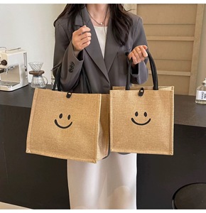 <strong>Wholesale</strong> <strong>Jute</strong> <strong>Tote</strong> <strong>Bag</strong> Customized Logo Cartoon Pattern Double Handle Reusable Eco-Friendly Beach Shopping <strong>Bag</strong> Customizable Size - Product Image 6