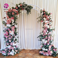 Soie Rose Violet Rose Pêche Fleur Coureur Corne Fleur Arc Guirlande Décorative Fête Fleurs Mariage