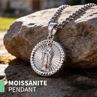 Pendentif religieux en gros, médaillon Notre-Dame de Guadalupe en argent 925, breloques de bijoux catholiques en vrac pour les magasins d'articles religieux