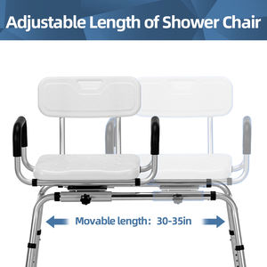 Tecforcare Banc <span class=keywords><strong>de</strong></span> transfert pour baignoire Chaise <span class=keywords><strong>de</strong></span> douche avec dossier Accoudoir Banc réglable en hauteur Siège <span class=keywords><strong>de</strong></span> douche pour personnes âgées handicapées - Product Image 4