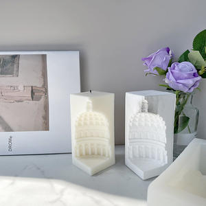 INTODIY DIY Dekorasi Rumah Kerajinan Beton Cetakan Lilin Kreatif Eropa Arsitektur Silikon Semen Plester Cetakan - Product Image 2