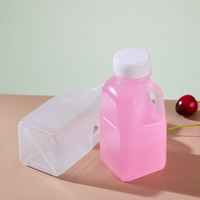 Bouteille de lait en plastique PP de qualité alimentaire 300 ml avec poignée, conteneur carré givré mat pour jus, résistant aux hautes températures