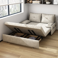 Canapé-lit moderne pliable pour deux personnes, multifonctionnel, simple, pour s'asseoir ou s'allonger, avec structure en bois, idéal pour les petits salons et les bureaux.